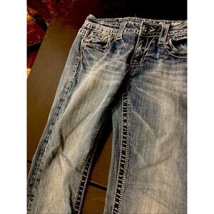 Miss Me Women 28 JP572882 Boot Thick Stitch Embroidered Pocket Jeans Distressed